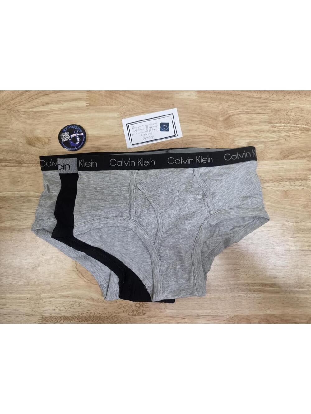 Calvin Klein Boys Modern Cotton Briefs 3‑Pack Heather Grey Black Large